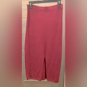 Free People Skyline Midi Front Slit Skirt - Magenta- Large
